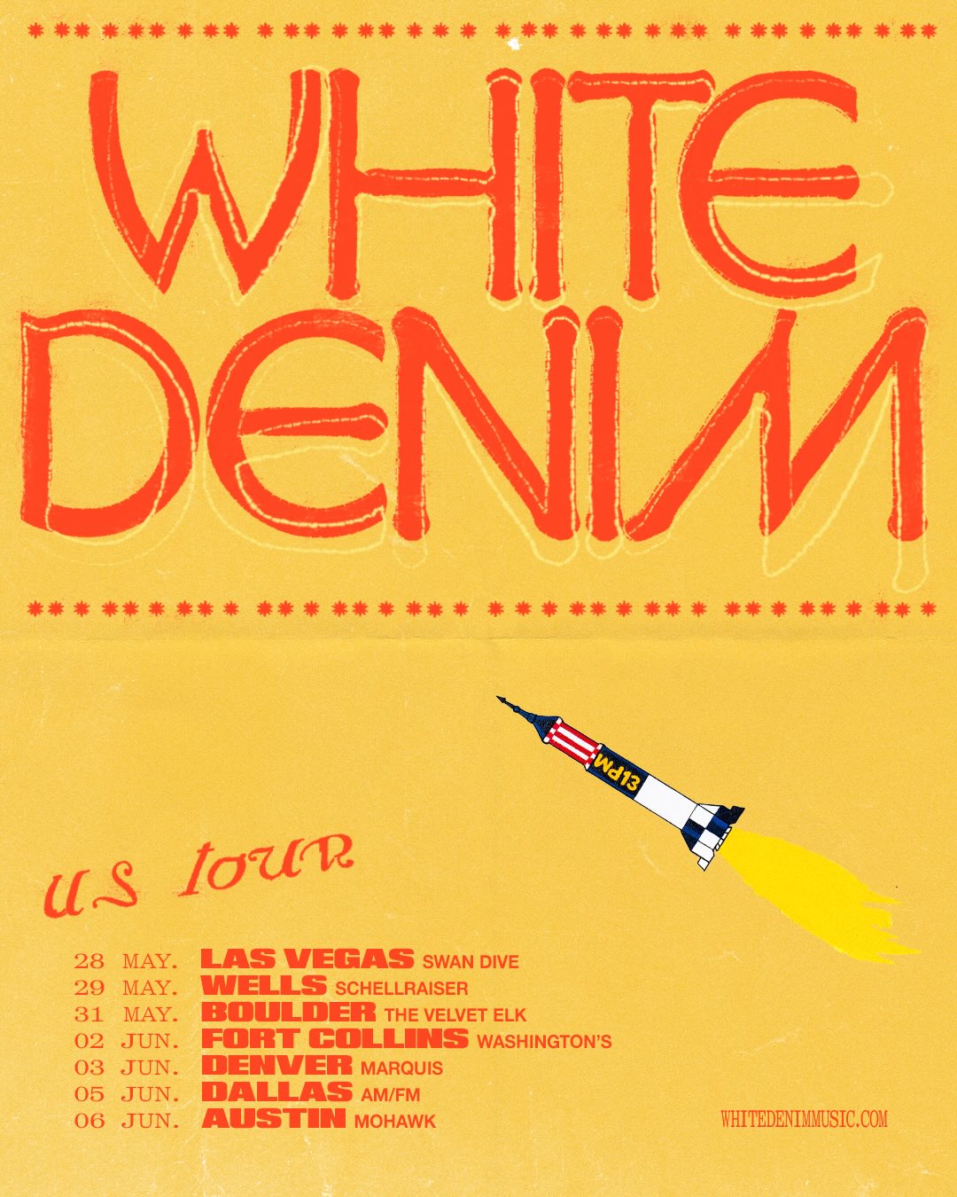 White Denim Tour Poster 2026